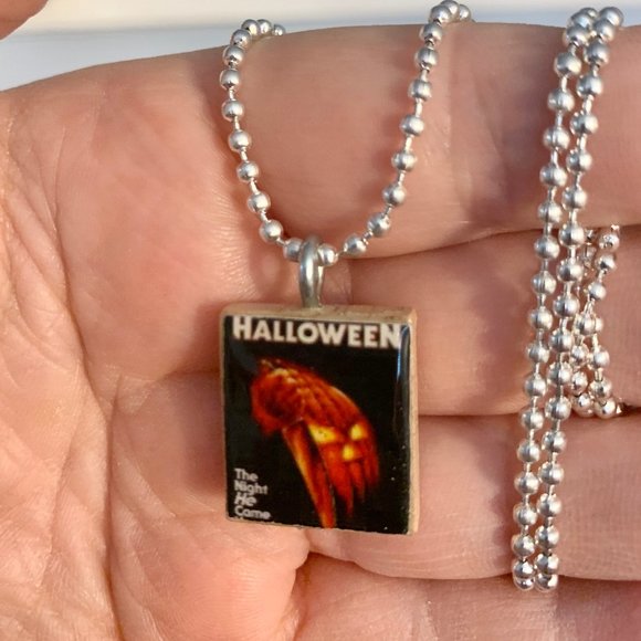 Halloween Scrabble Tile Necklace - Picture 1 of 2
